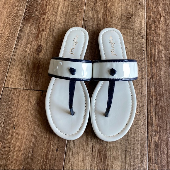 J. McLaughlin Shoes J Mclaughlin Leslie White Navy Blue Patent
